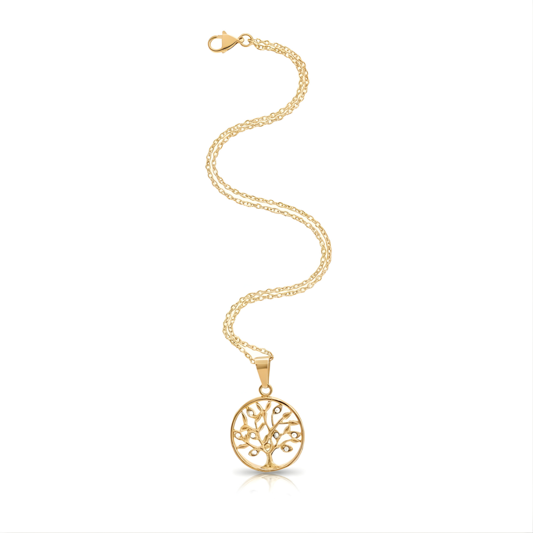 18K Gold Filled Money Tree Pendant with Diamonds